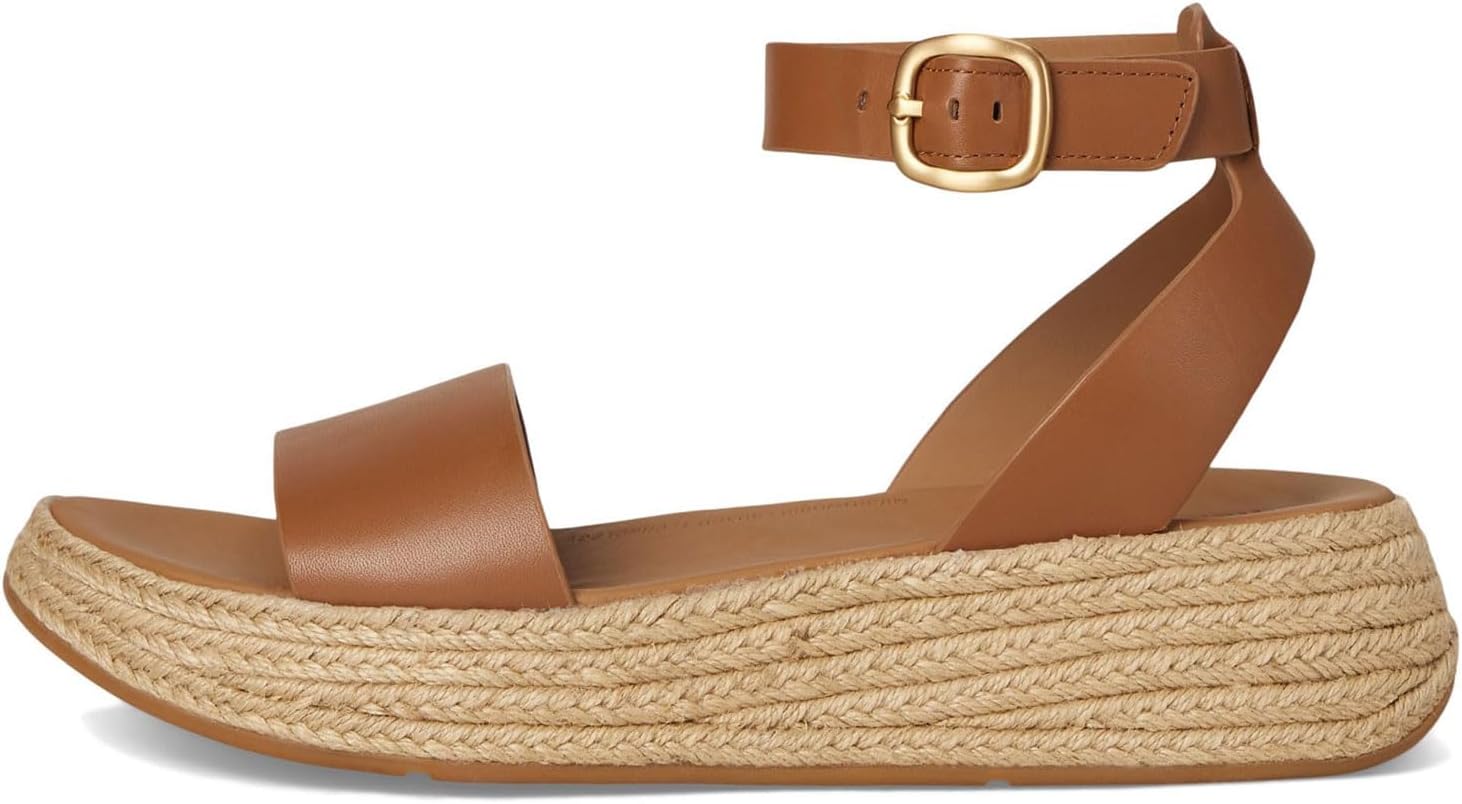 FitFlop Women's, F-MODE Espadrille Leather Flatform Ankle-Strap Sandal