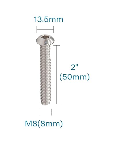 Miniatura 3 de Tornillos de cabeza de botón M8 x 2" (5 piezas) 18-8 Acero inoxidable 304 Allen Tornillo de máquina de rosca completa ISO7380  por IMSCREWS