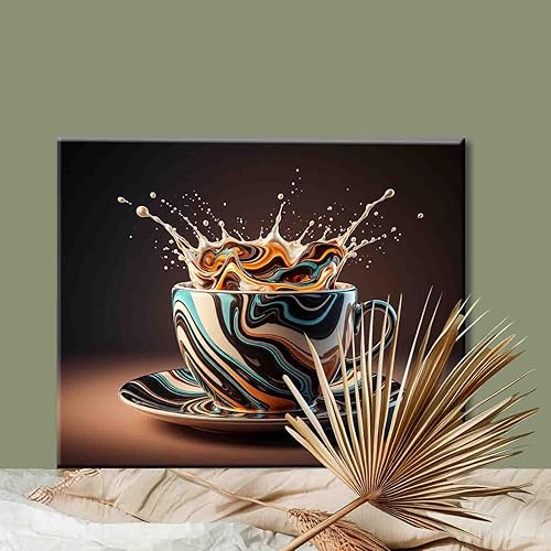 Miniatura 2 de Pintura por números para adultos, café chocolate, pintura acrílica de acuarela por números para niños principiantes, pintura abstracta colorida para