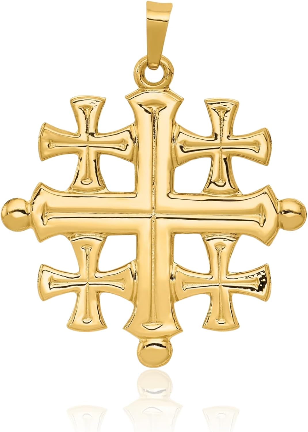 IceCarats 14K Solid Yellow Gold Jerusalem Crusader Holy Cross Necklace Religious Chain Pendant Jesus Christ Charm Only