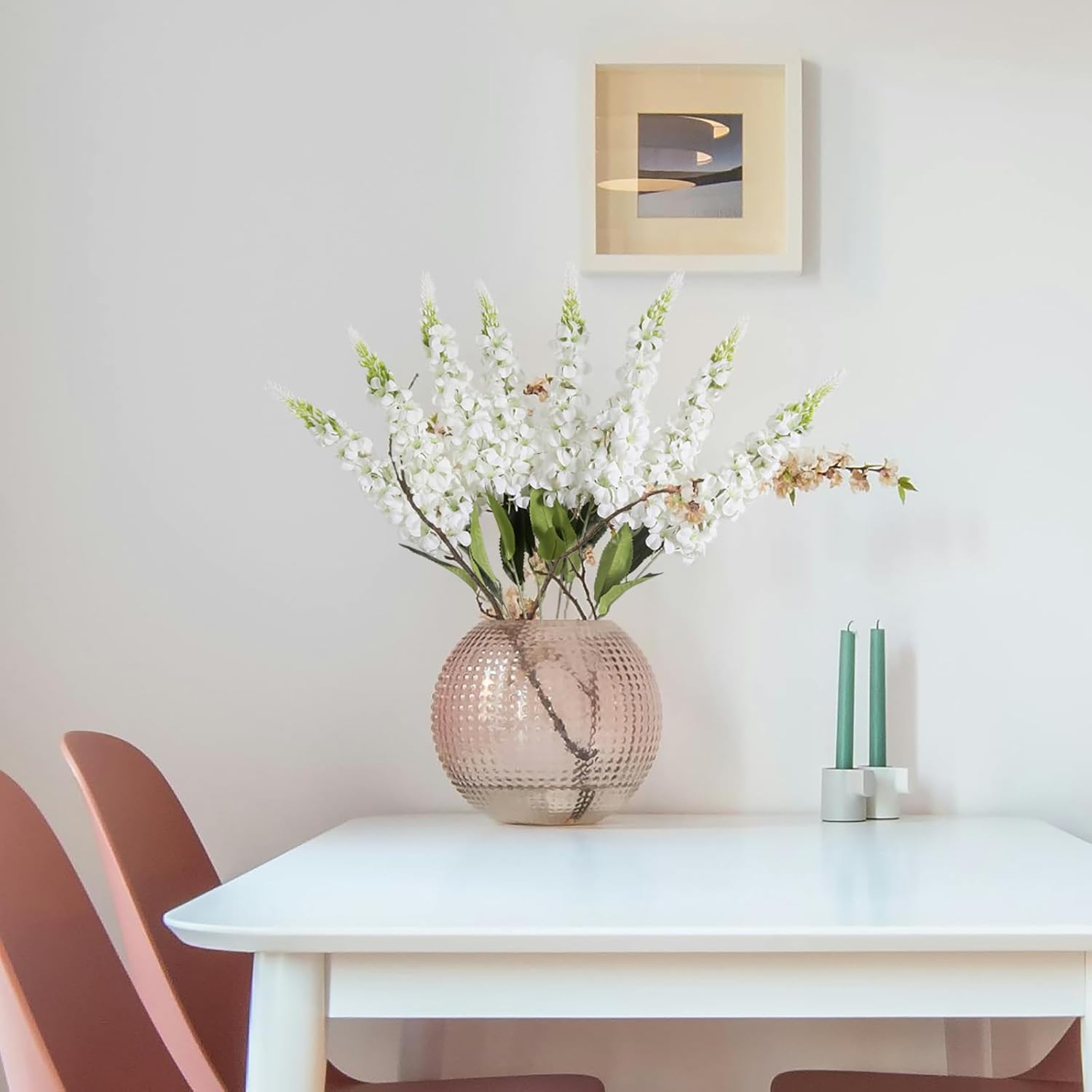 IPOPU 8PCS White Snapdragon Artificial Flowers Delphinium Artificial Silk Flowers Long Stem Hyacinth Fake Flowers for Wedding Home Outdoor Party Floral Arrangement Centerpiece Table Decoration (White) - Image 5