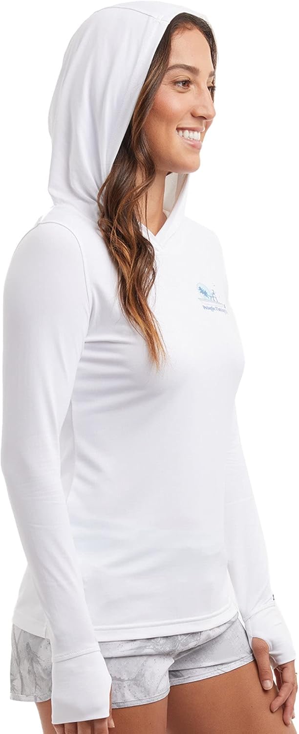 PELAGIC Women's Aquatek Evening Fade Hooded Fishing Shirt, Long Sleeve, UPF 50+ Protection, Ultra Soft Feel