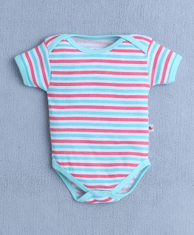 Image of BUMZEE Baby Girls Regular Fit Half Sleeves Round Neck Cotton Bodysuit /Onesie /Leotard,Pack of 3
