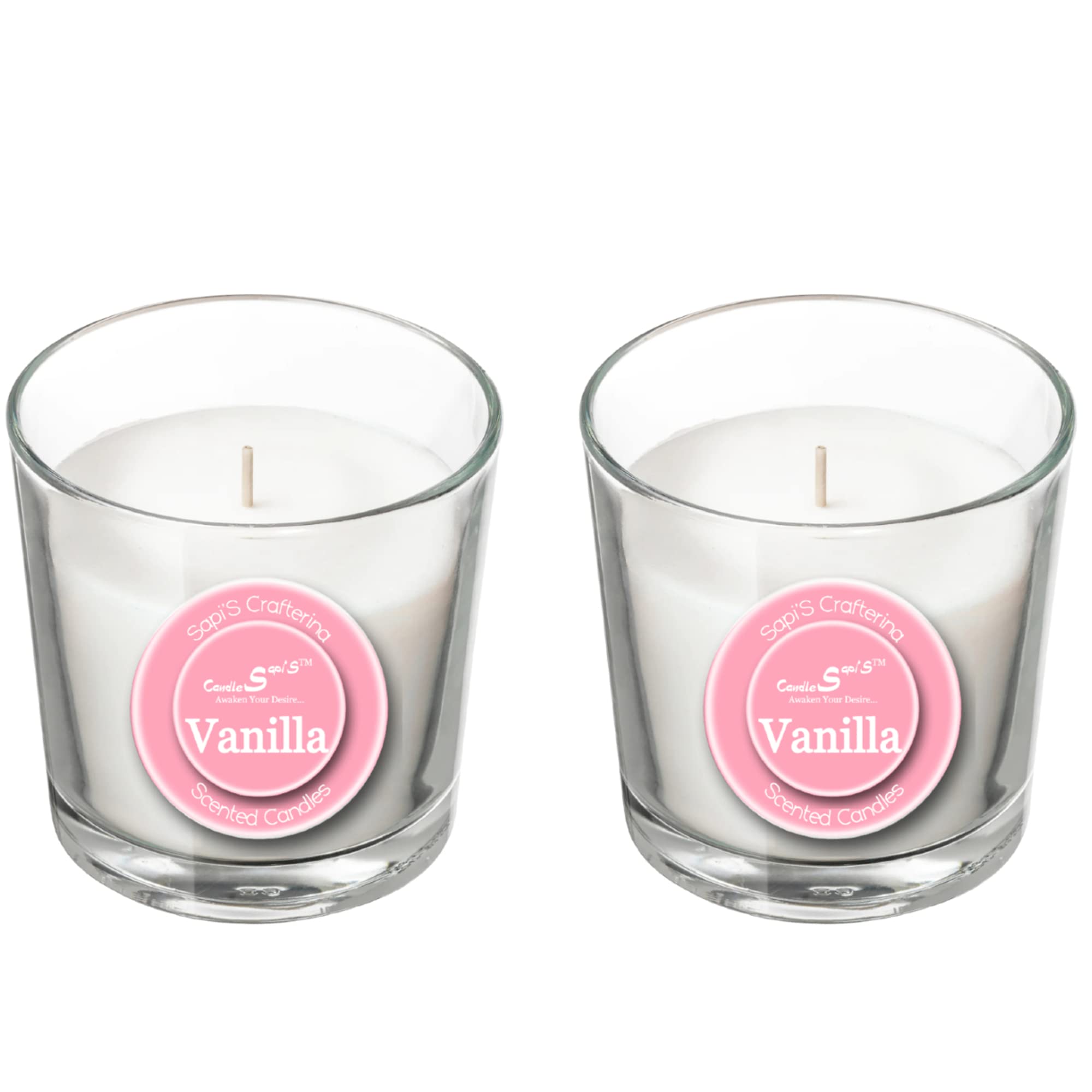 Sapi'S Candles: Awaken Your Desire... ™ Scented Glass Candle for Festivals, Decoration, Gifting | 100 ml Wax | Burn Time 15 Hrs. Burn 45 Gm Each (Vanilla, Pack of 2)