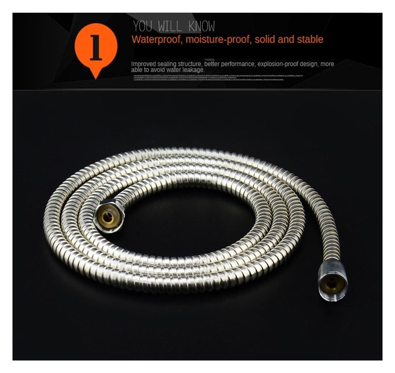 Edelstahl-Brauseschlauch 1/1,5/2/3/4/5/10 m Duschrohr mit universeller Passform Warmwasseranschluss Metallschlauch für Wasserenthärter und Duschkopf (150 cm)