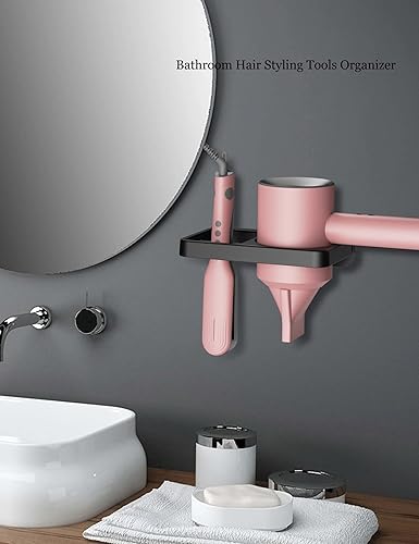 Miniatura 10 de Soporte de pared para secador de pelo, compatible con soporte de hierro plano, soporte de pared para almacenamiento de herramientas de cabello,