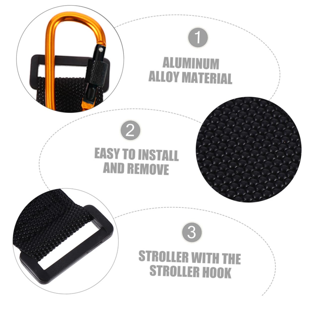 4pcs Antislip Stroller Hooks for Diaper Bags Accessories Stroller Hanger Clips for Shopping Carts Gear Secure Grip Design