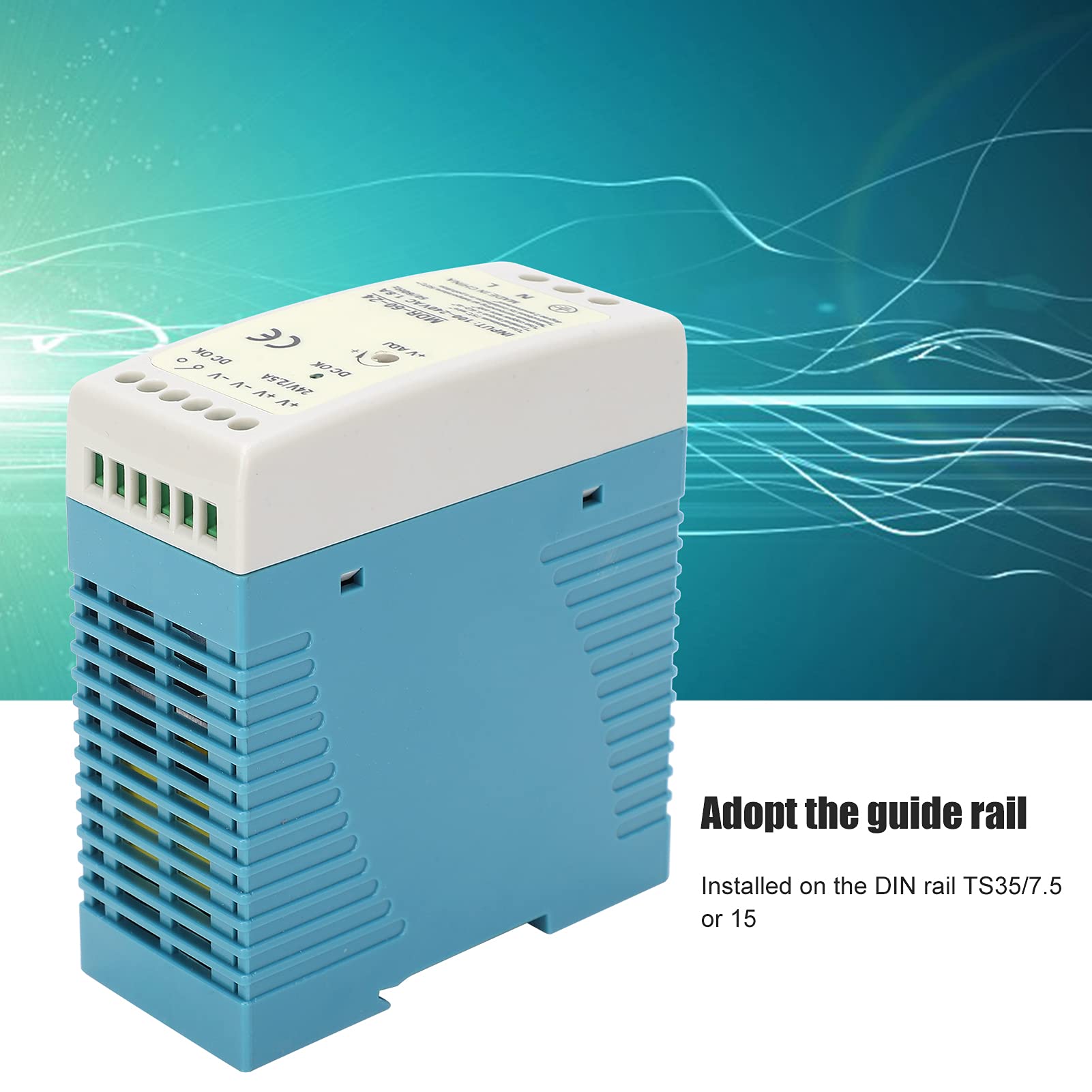 100 Alimentatore su guida DIN 240 V CA, protezione da surriscaldamento, sovraccarico da cortocircuito, materiale ABS ad alta efficienza energetica, per pannelli di