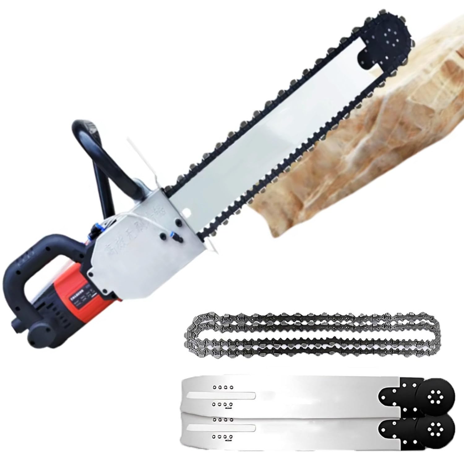 Tagliamuri Elettrico,Sega per Cemento 7800w/8800w,Motosega per Cemento Senza Spazzole,Profondità Di Taglio 350mm/480mm,Con 2 Catene Diamantate E 2 Barre Di Guida,7800W