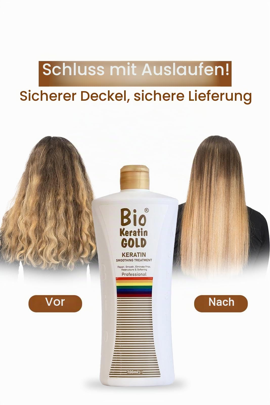 Bio-Keratin Gold 700 ml Keratin Gold Haarpflegeprodukt – für Glanz und Stärke
