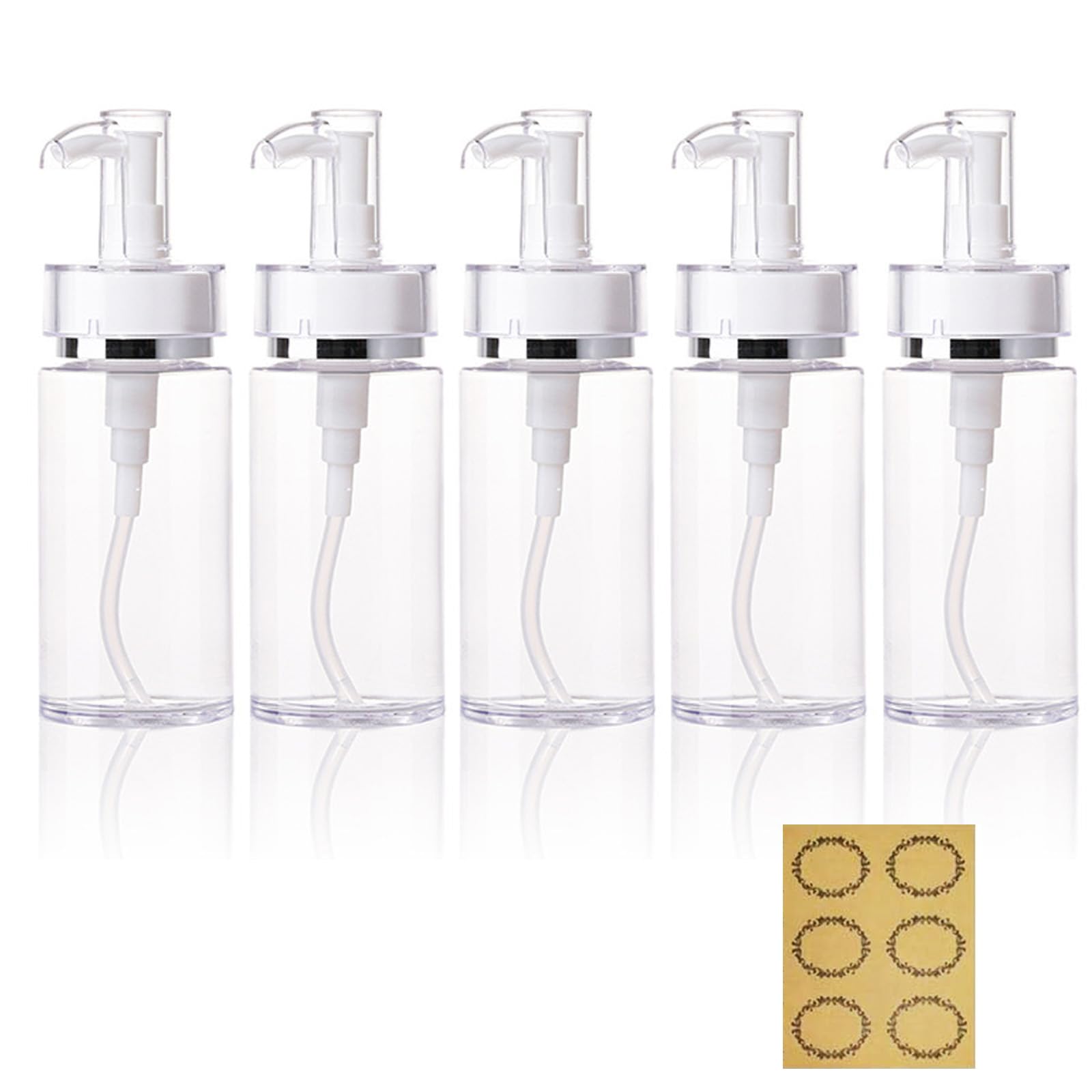 Apstaqeoo5Pcs 115ML Plastic Pump Bottles Empty Lotion Dispenser Refillable Clear Travel Bottles Makeup Cosmetic Container With Pump Head for Toiletries Hand sanitizer Shampoo Massage Cleansing Oil