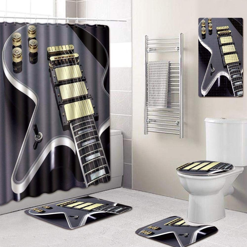 Ourui Bath Mats,Waterproof Anti-Mildew Bathroom Mat Combination 5-Piece Toilet Seat Absorbent Non-Slip Carpet, Q, 45 * 75Cm