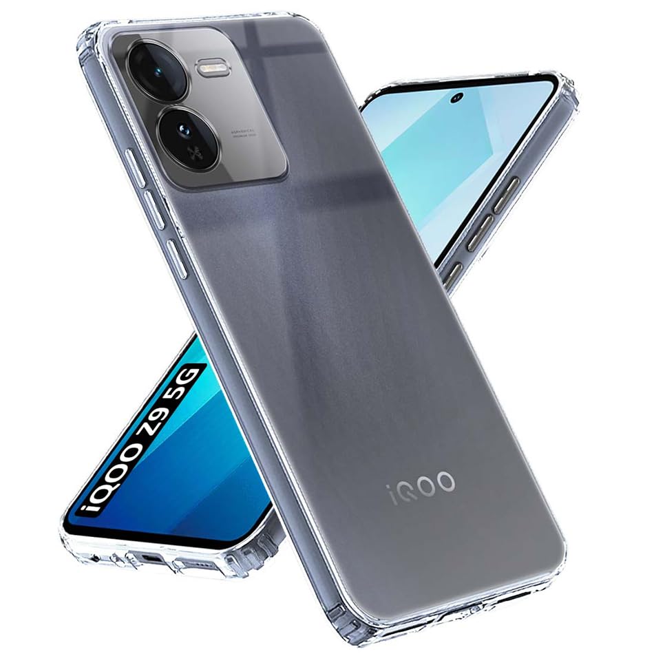 Image of Fashionury Crystal Clear Case for iQOO Z9 5G | Yellowing Resistance | Transparent TPU Silicone | Raised Camera Lips | Slim Transparent Cover
