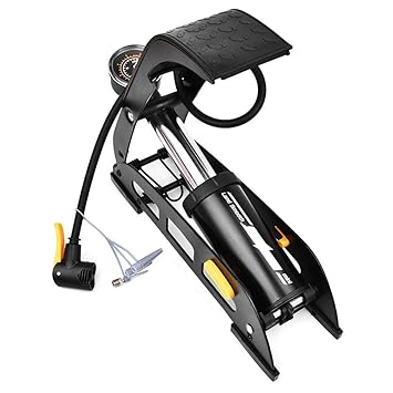 Jumix High Pressure Gauge, Foot Pedal Inflator Single Barrel Cylinder Air Inflation Pump for Motorcycles, Bike Motorbike, Bicycle Tyre Balls, Tires Car (9 x 8.5 x 30 cm)