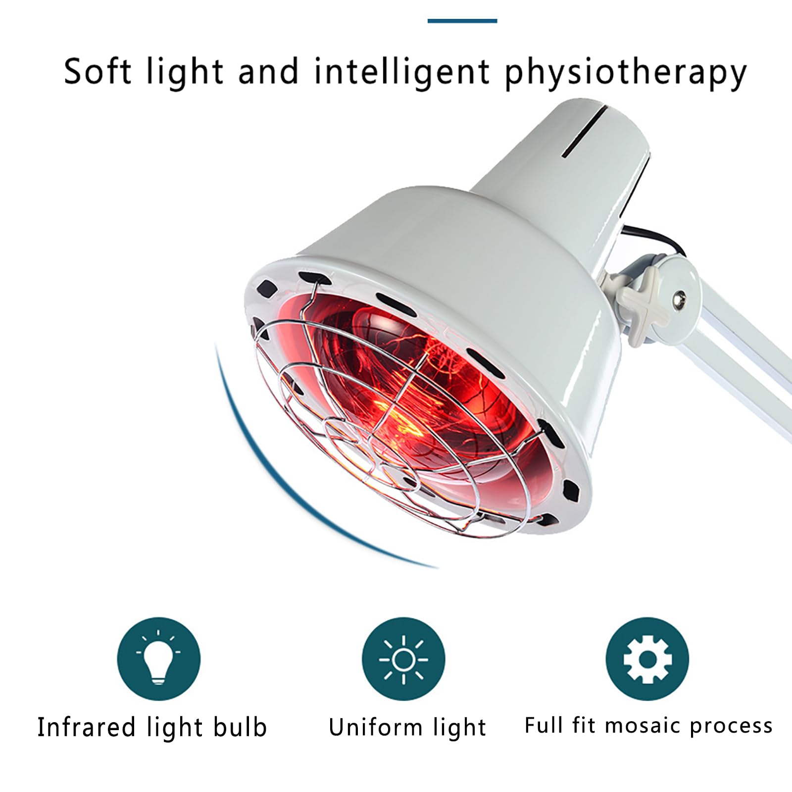 Lampada Per Terapia Verticale Rossa, Luce Per Terapia a Infrarossi Vicini, Temperatura a 3 Marce Regolabile, Testa Della Lampada E Angolo Del Braccio Regolabili, Sollievo Dal Disagio Per Saloni