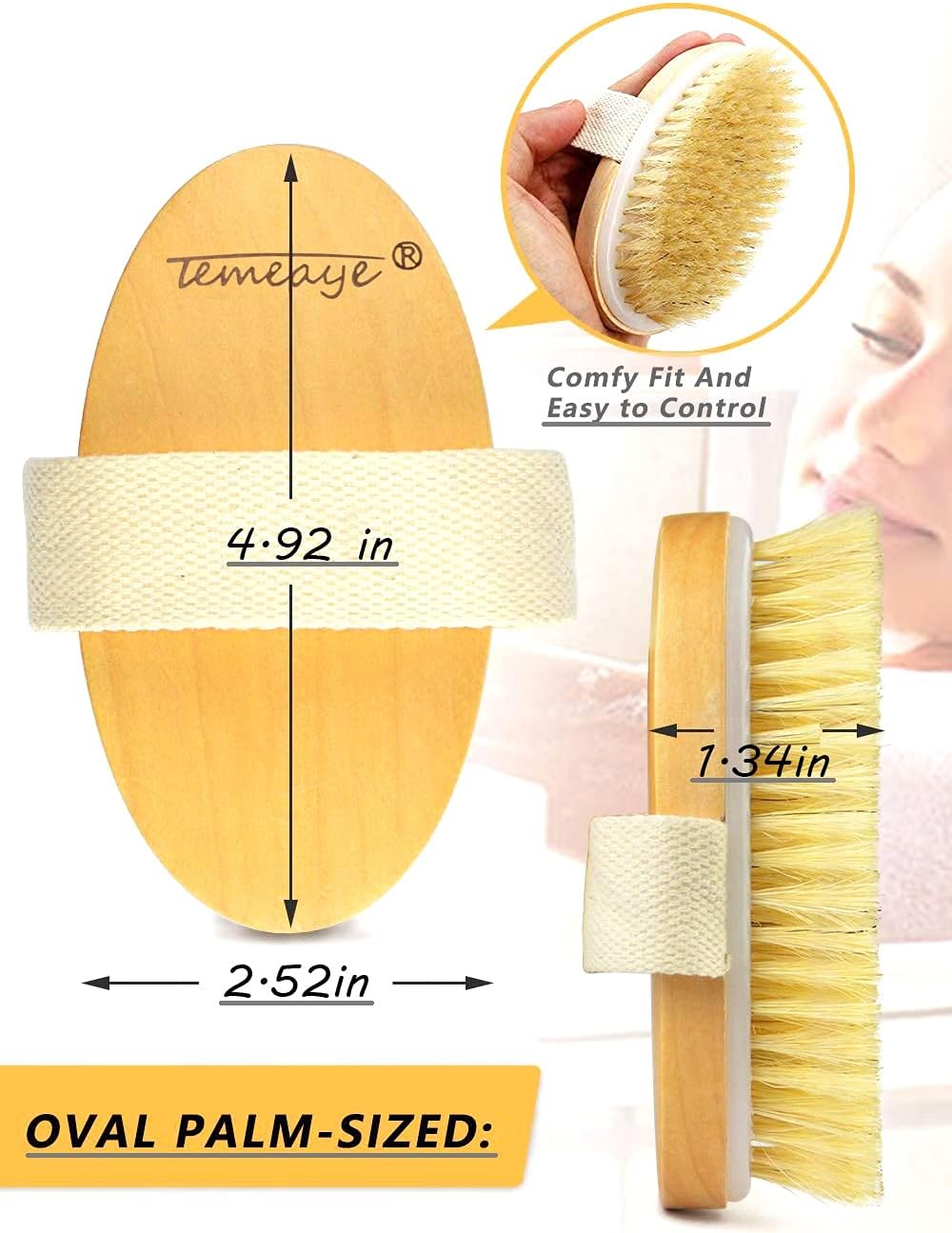 Bath Body Brush, Dry Brush Skin Exfoliating Brush Body Scrub for Flawless Skin, Improve Cellulite and Stretch Marks, Help Lymphatic Drainage and Blood Circulation, Medium Strength bristles : Beauty & Personal Care