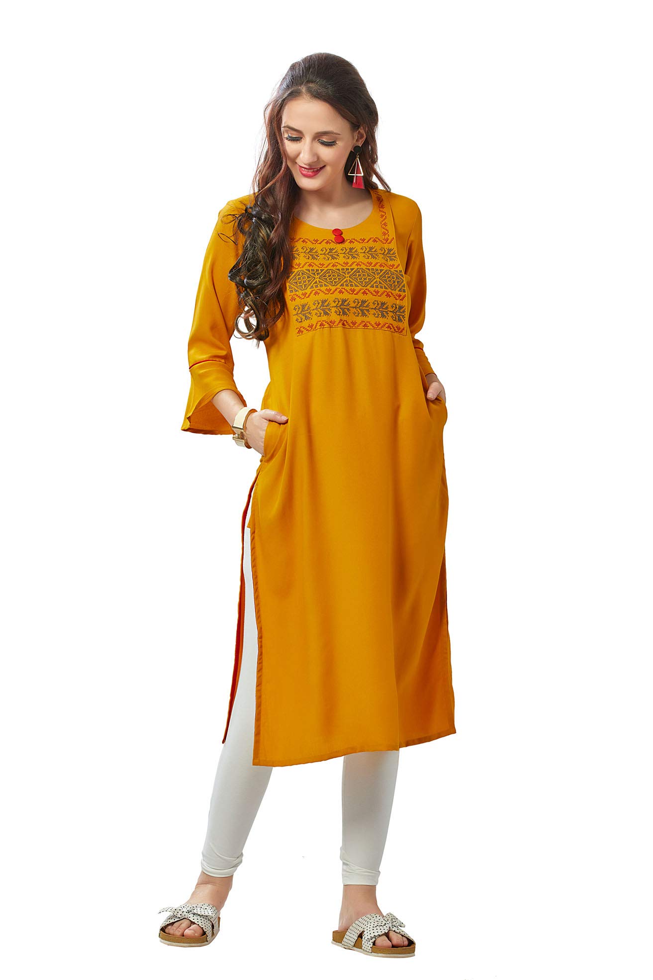 Easy Feed Women Rayon Regular A line Maternity Nursing Kurta with Zip Closure