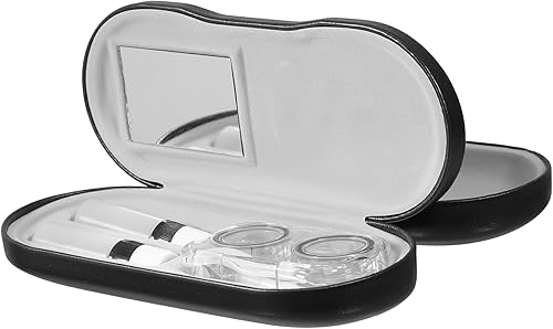 Healifty Estuche para lentes de contacto y estuche para gafas, funda doble 2 en 1, con removedor de pinzas de espejo, caja de almacenamiento de