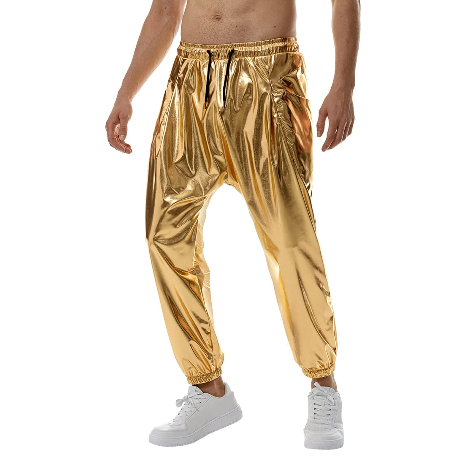 Männliche Frühlings-Hose Volltonfarbe angebundene Lederhose Helle Lederhose Sexy Hose Herren H Hosen Herren