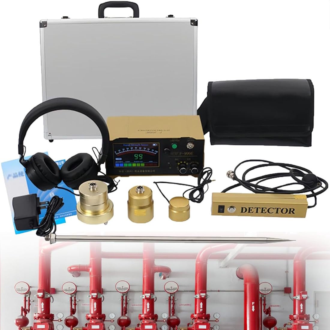 Sensor detector de fugas de agua, equipo de detección de fugas subterráneo con auriculares y pantalla LCD multifrecuencia ajustable