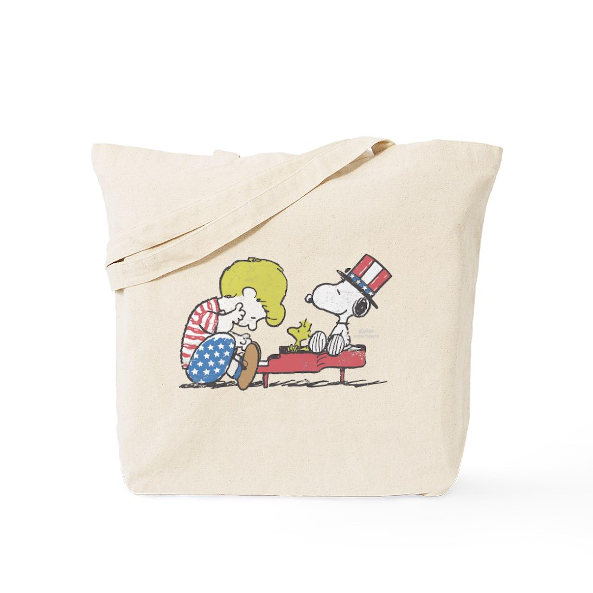 CafePress Snoopy Vintage Schroeder Natural Canvas Tote Bag, Reusable Shopping Bag