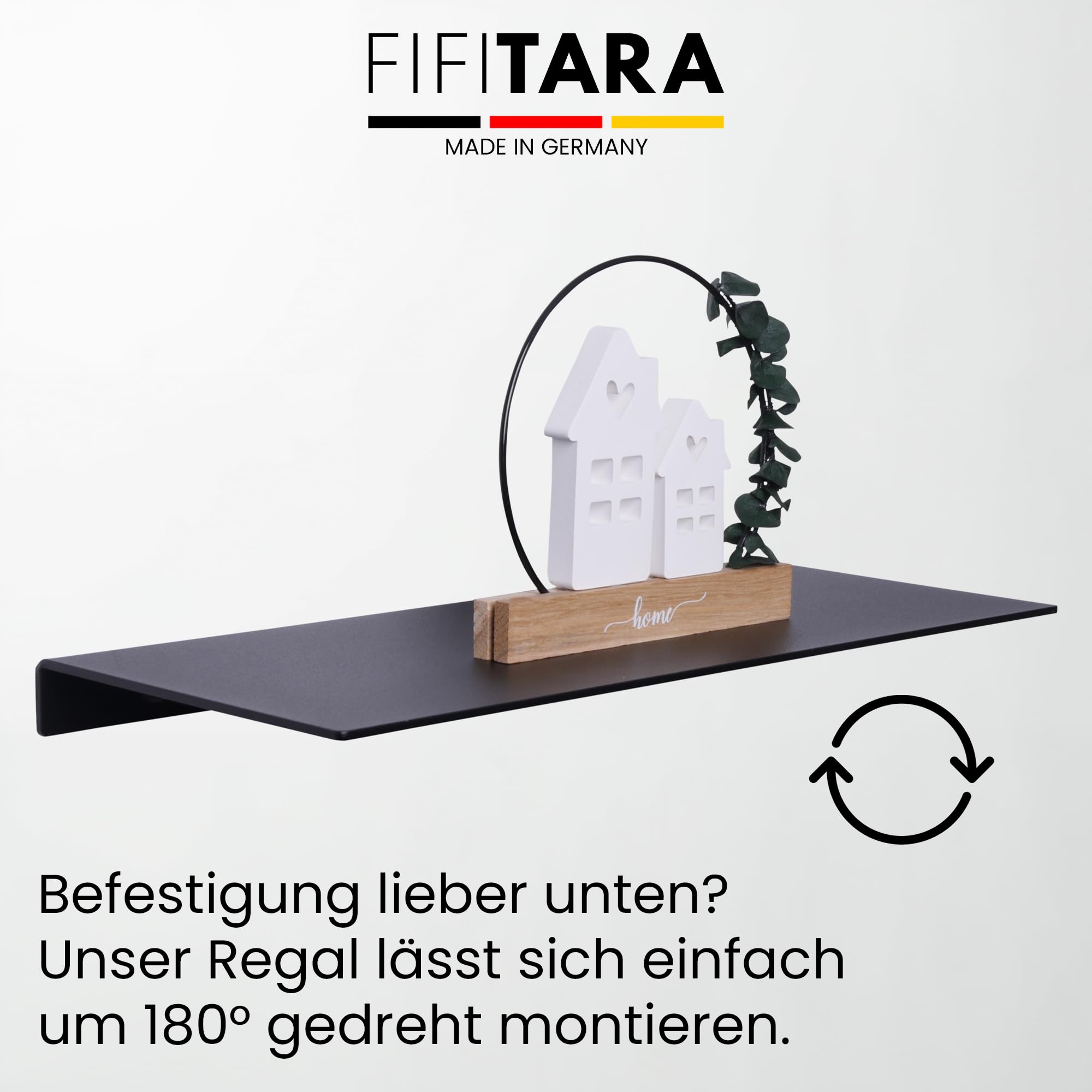 Wandregal Stahl 40 cm 2er Set – Metallregal schwarz matt – Regal Wand 3 mm Dicke – Bücherregal – Küchenregal hängend – Schweberegal inkl. Dübel, Schrauben