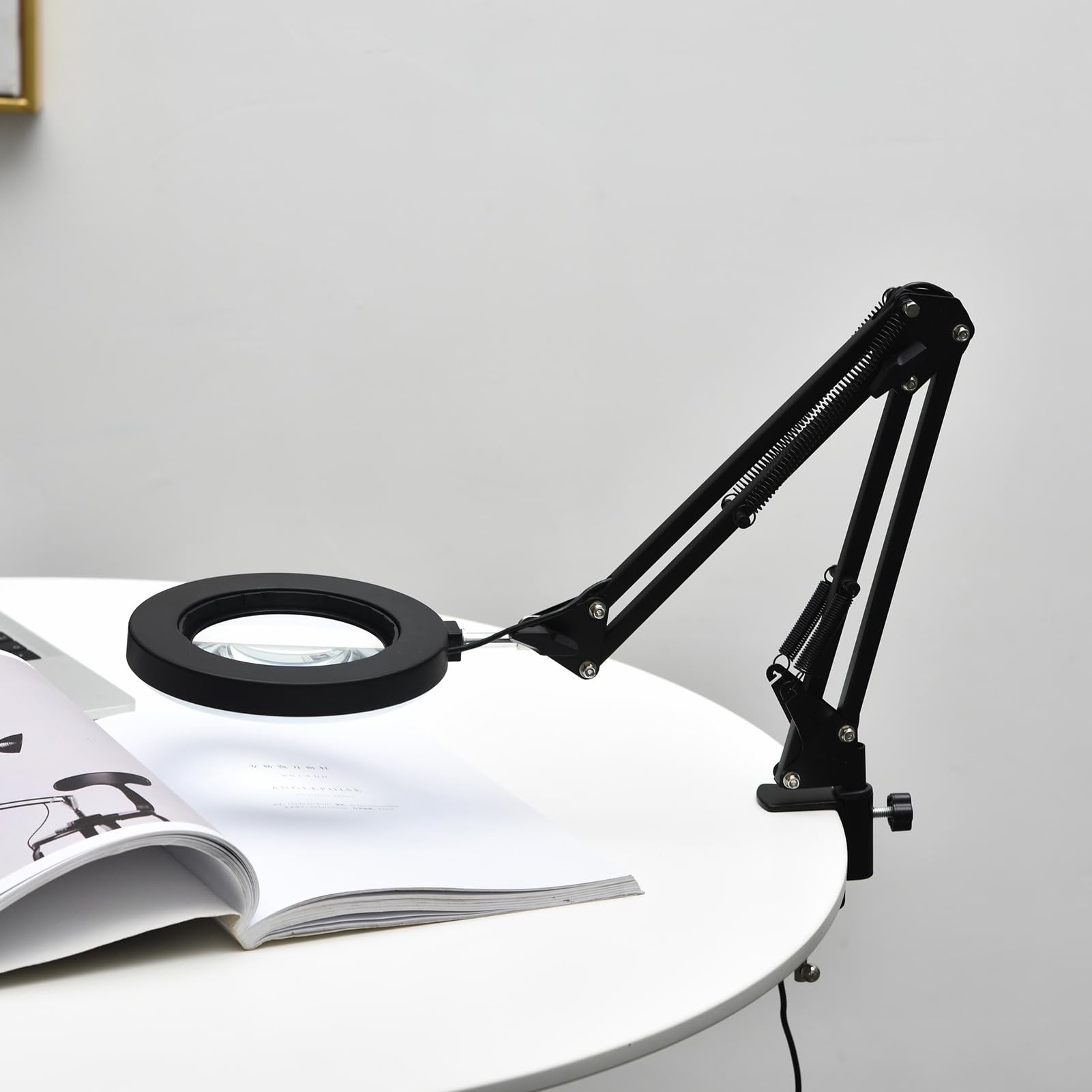 Lampe de Réparation LED, 3 Couleurs, Loupe 10X avec luminosité Réglable, Verre en Acier Inoxydable pour la Lecture de Livres (BLACK)