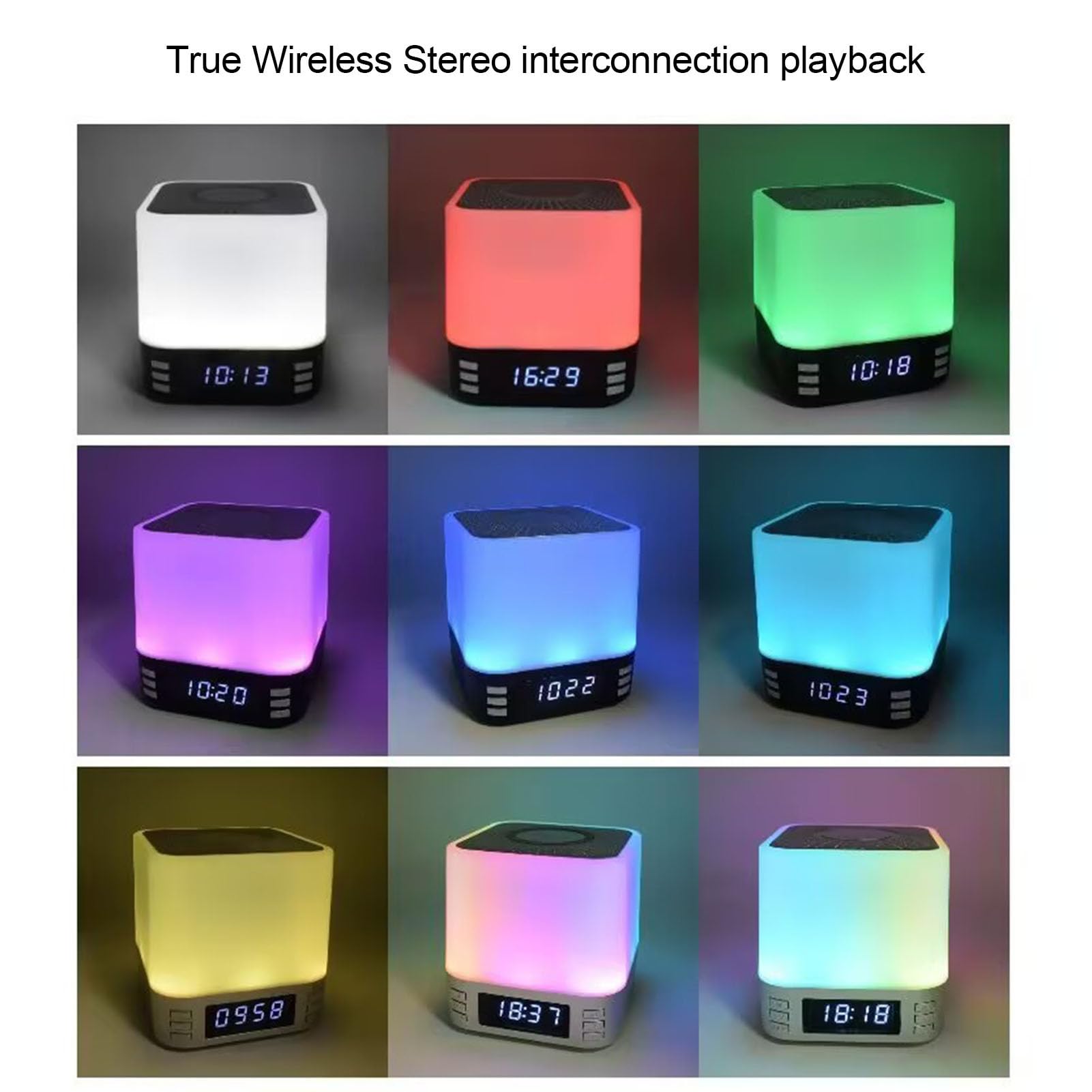 Cuifati Wecker mit Kabelloser Aufladung für das Schlafzimmer, 15 W, Schnell Aufladbarer Bluetooth 5.3-Wecker mit Schlafgeräuschmaschine mit Weißem Rauschen, 360°-Panorama-Nachtlicht für (Black)