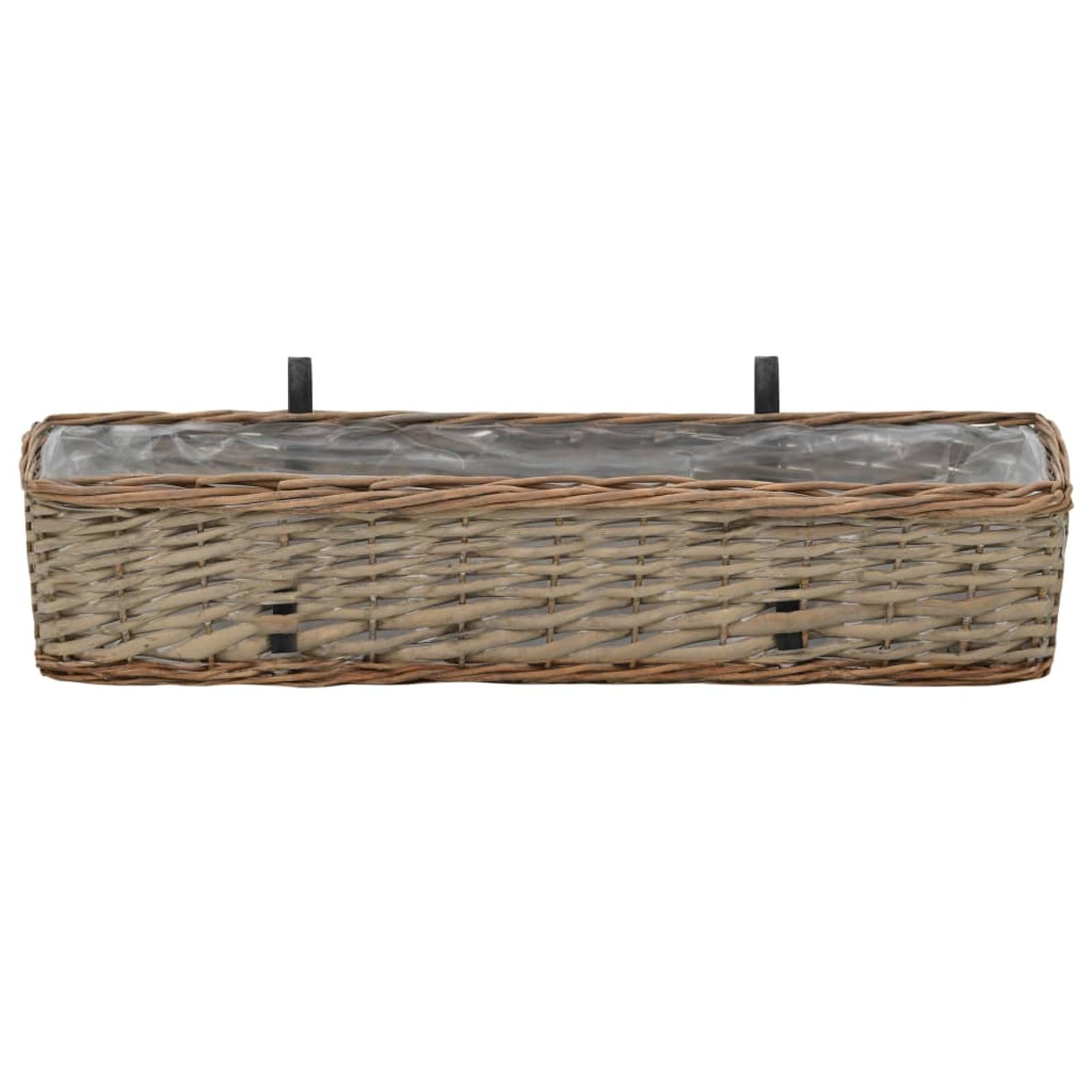 Jardinières de Balcon 2 pcs Osier avec Doublure de PE 80 cm,Jardinières,Jardinieres Exterieur,Bac Jardiniere,Bac à Fleurs Extérieur,Jardinieres Balcon
