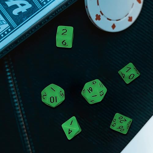 Miniatura 2 de Uonlytech Juego de 7 mini dados brillantes de 0.394 in, poliédricos que brillan en la oscuridad, juego de dados luminosos para jugar juegos de rol