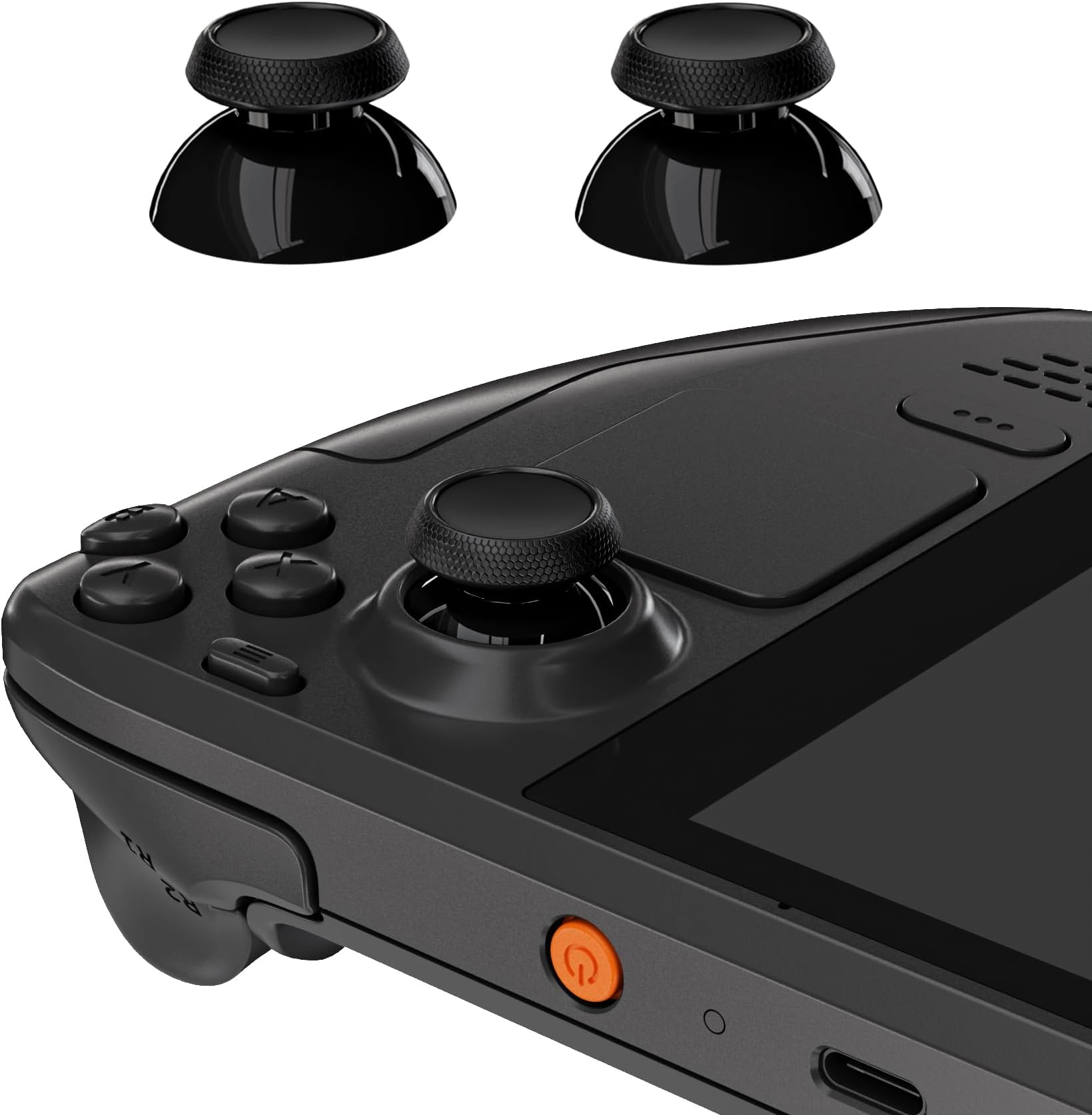 Replacement Thumbsticks for Steam Deck LCD, Custom Analog Stick Joysticks Repair Kit for Steam Deck OLED Handheld Console with Original Touch Sensing, Anti-Slip Texture Grip - Black