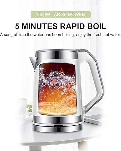 Miniatura 3 de WOOLALA Hervidor de agua eléctrico de 2.0 L, caldera y calentador de agua de gran volumen, calentador de agua caliente de acero inoxidable de