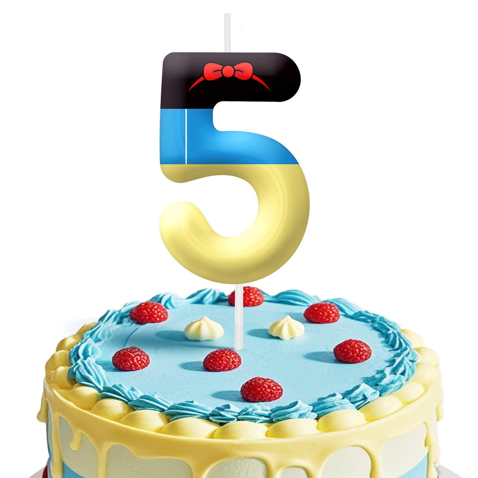 White Cartoon Birthday Candles, Number 5 Candle White Themed Birthday Party Supplies, 2.4 inch Birthday Candles for Cake Topper Party Decorations,