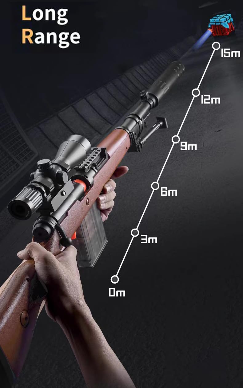 Karabin z pianki z 20 miękkimi kulkami, pistolet snajpera z amunicją z pianki z okularami dla dzieci, unisex, zabawkowa pistolet dla chłopców, dzieci i dorosłych (Kar 98K)