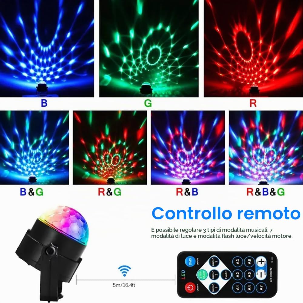 Set di luce per discoteca a 3 parti, sfera disco in materiale ABS con telecomando, lampada strobo DJ, adatta per decorazioni luminose in matrimoni/KTV karaoke/cene di compleanno.