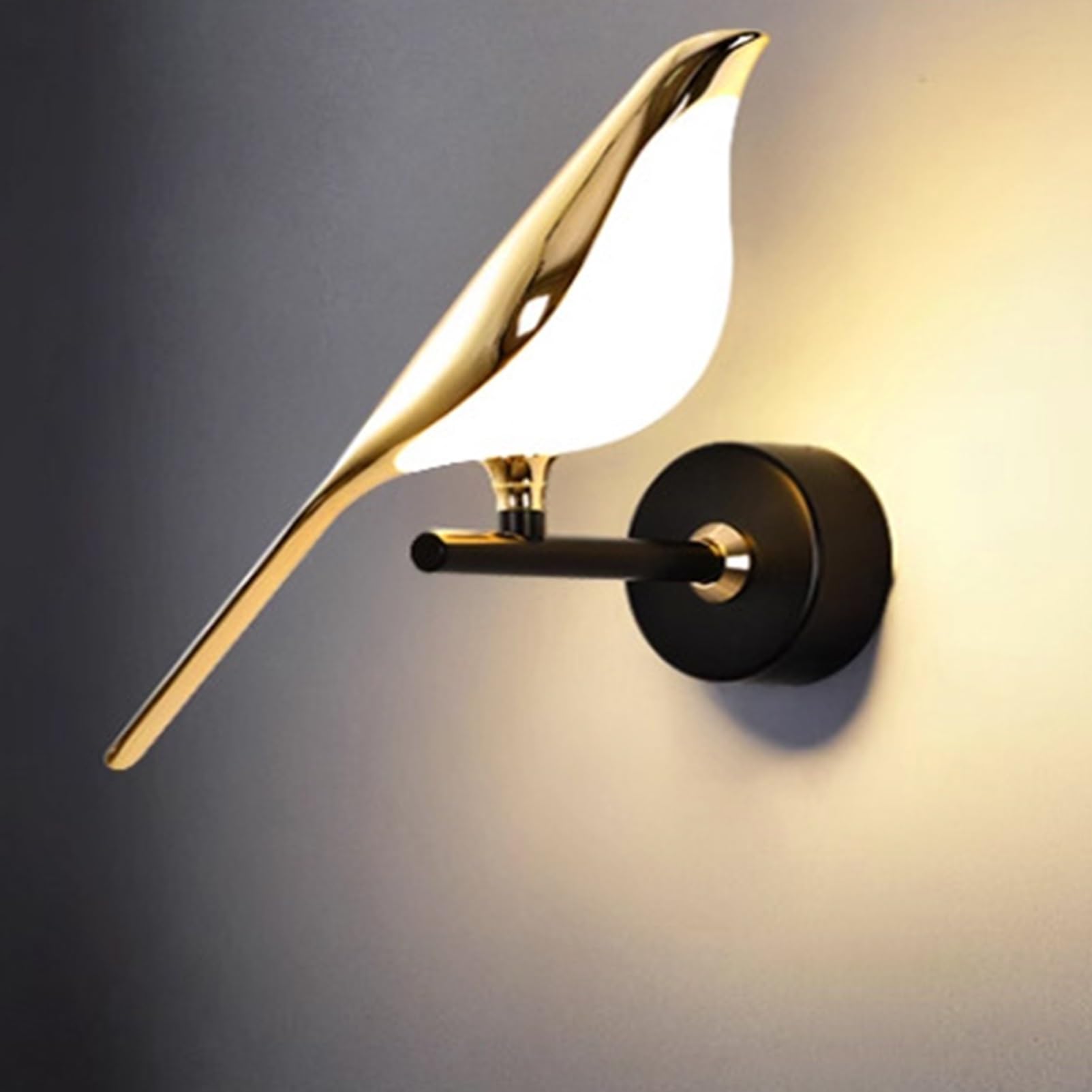 BiiKoon Luxury Hotel-Style Bird LED Wall Sconce Adjustable Angle Illumination 10W/20W Magpie Light for Living Room & Dining Room Wall Decor(Warm light,1 birds)
