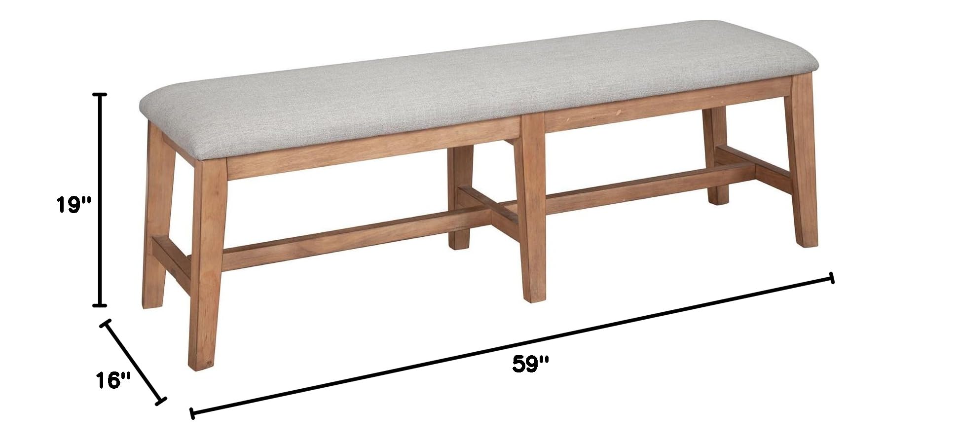 Alpine Furniture Olejo Solid Pine Dining Bench in Natural