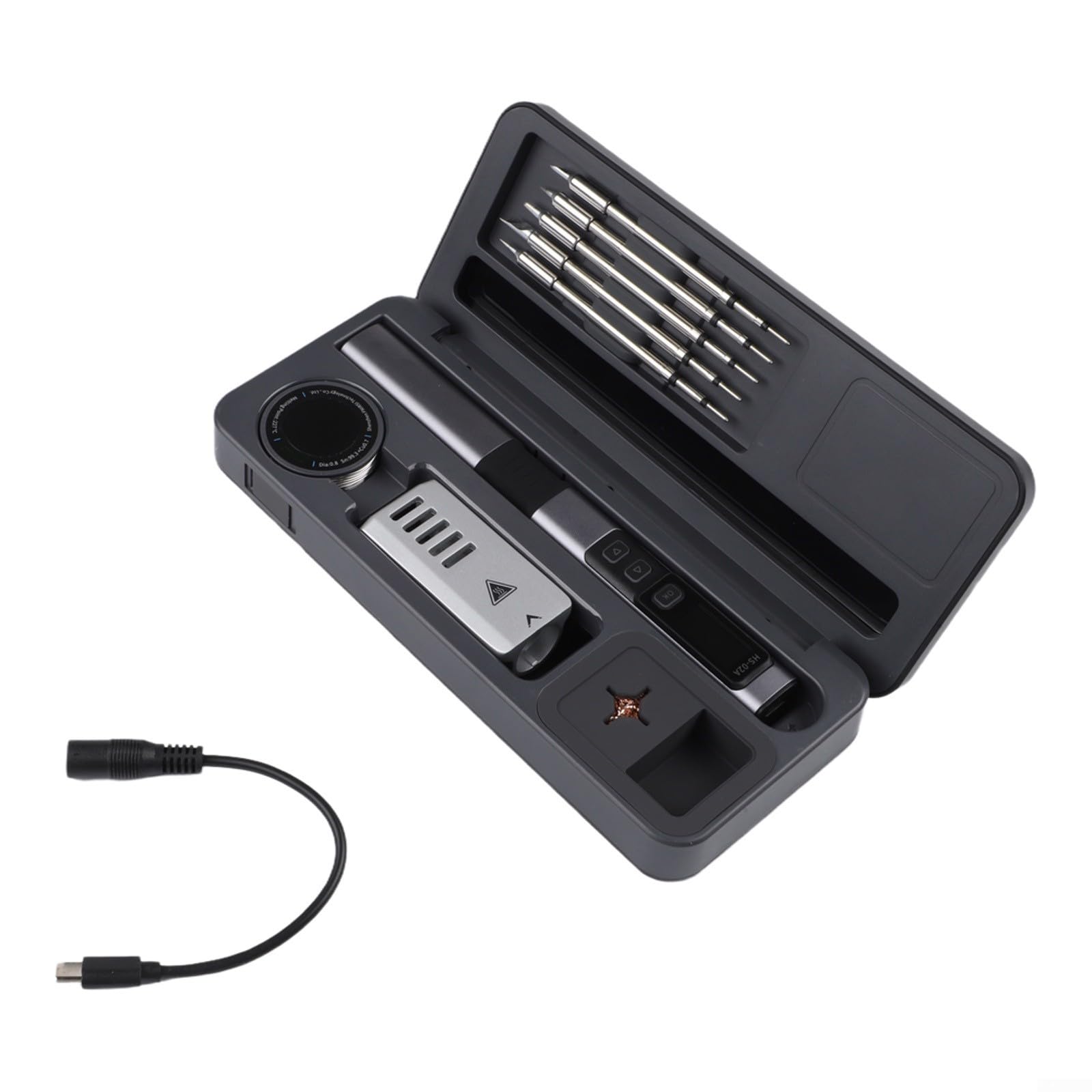 HS-02 Set Saldatore 100W Smart con Controllo della Temperatura - Scatola in alluminio CNC per riparazione elettronica per PD QC Tipo C (HS-02A Alto)