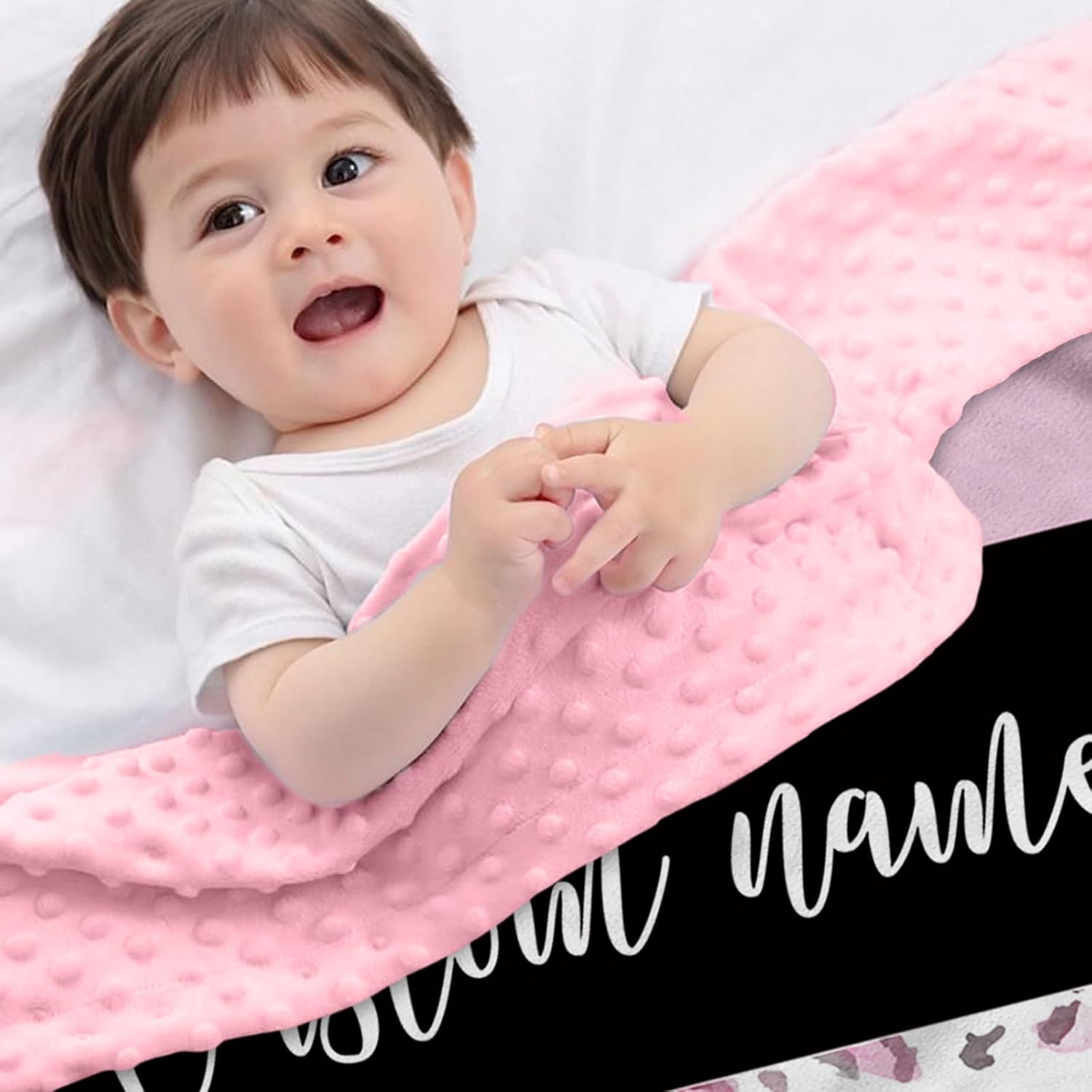 Personalized Baby Blankets for Girls, Custom Name Baby Blanket with Pink Leopard Design, Soft Receiving Blanket for Newborns and Toddlers, Ideal for Baby Showers and Nursery Decor
