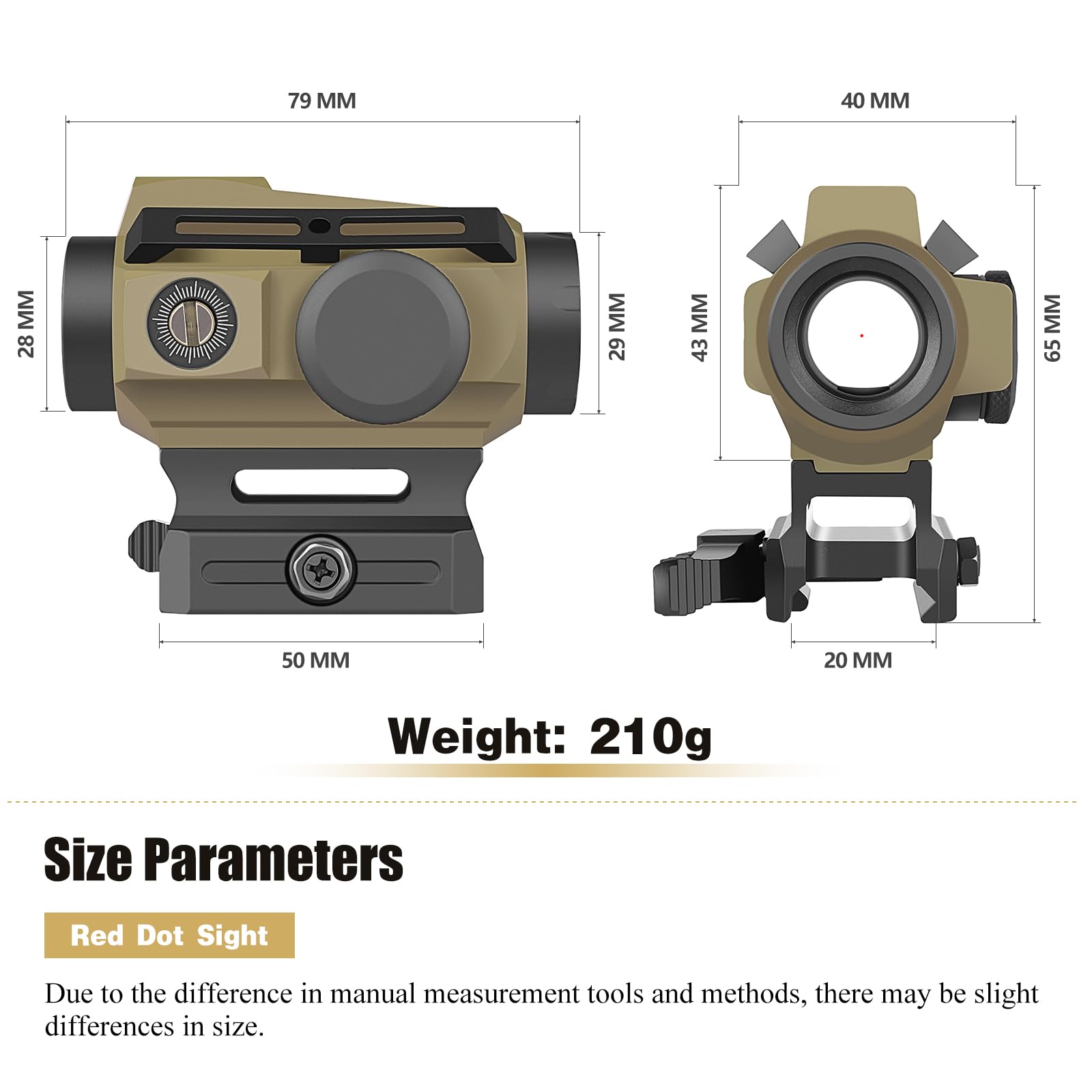 SPINA OPTICS SYM-20T Solar Red Dot Sight,Tactical Hunting Shooting Red Dot Scope with Dual Power Supply System,2 MOA Solar Reflex Red Dot Optics with Absolute Co-Witness Picatinny Mount (tan)