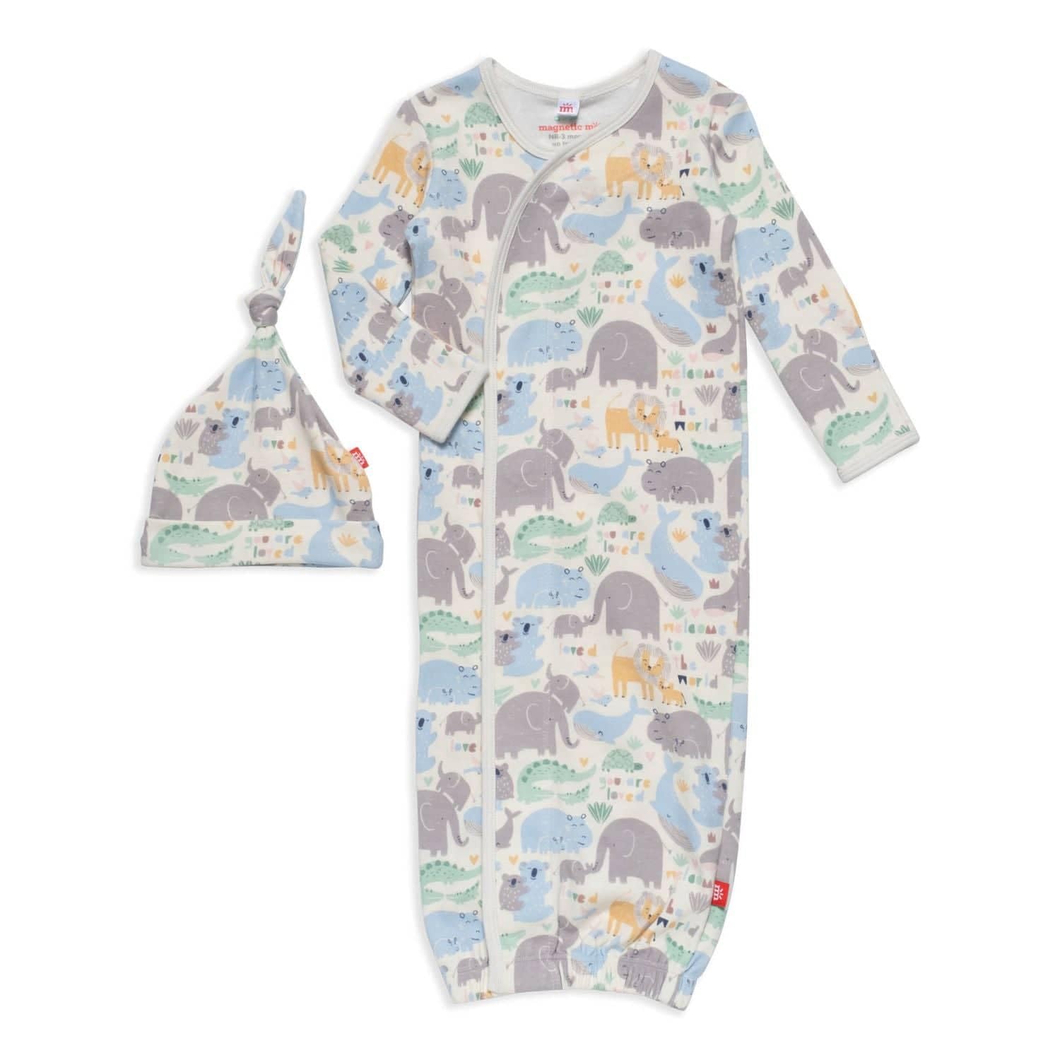 Magnetic Me Organic Cotton Newborn Sleeper Gown &amp; Hat Set | Super Soft Organic Cotton Fabric Sleep Sack