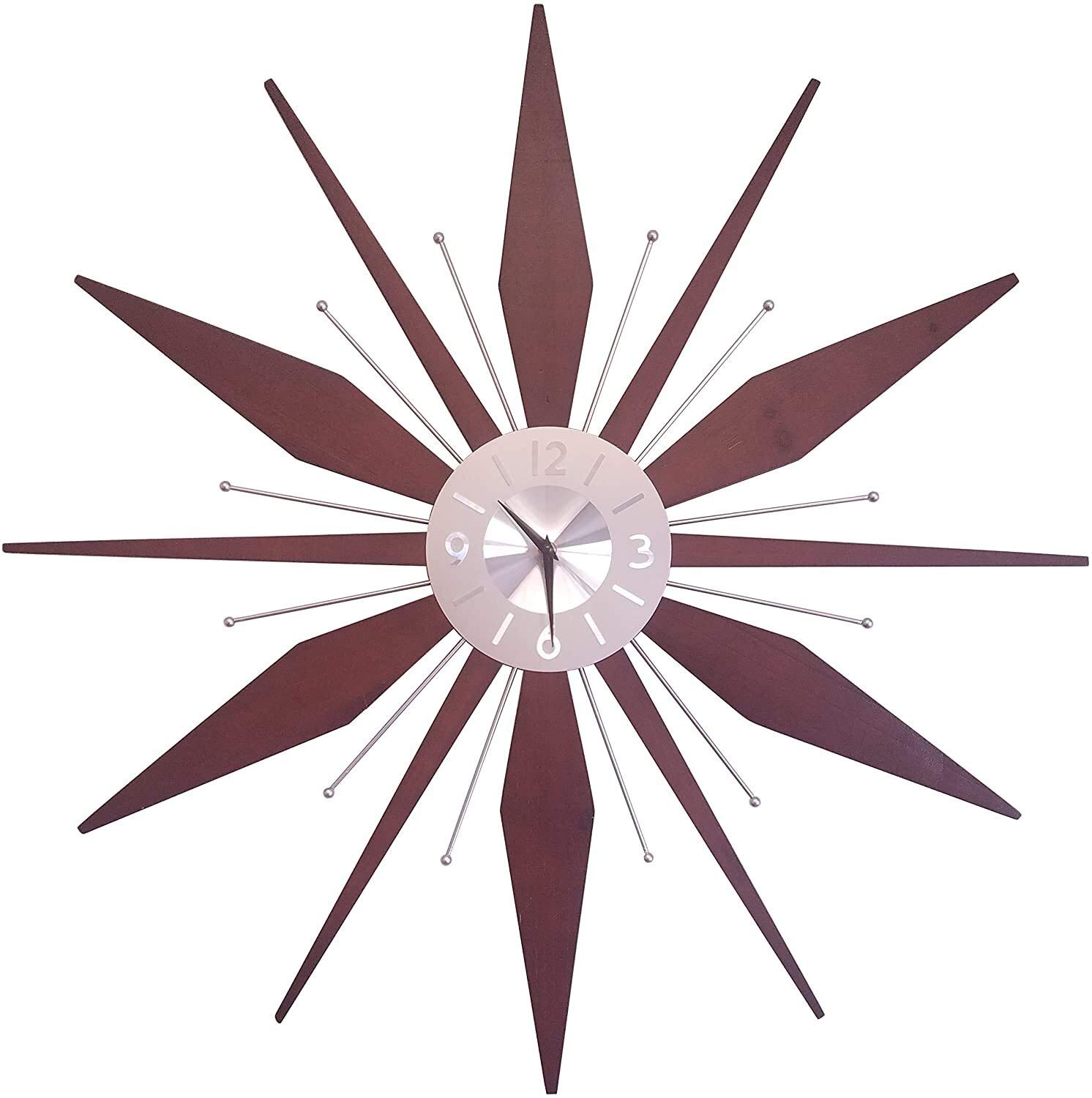 XUANQINGHao Shuo Boutique Furniture Mirror Magic Mirror Creative clock, Hao Shuo Fashion boutique home decoration clock Instruments Utopia Mid-Century 30 inch Wood and Metal Wall Clock, Walnut Dark Wood 360&R