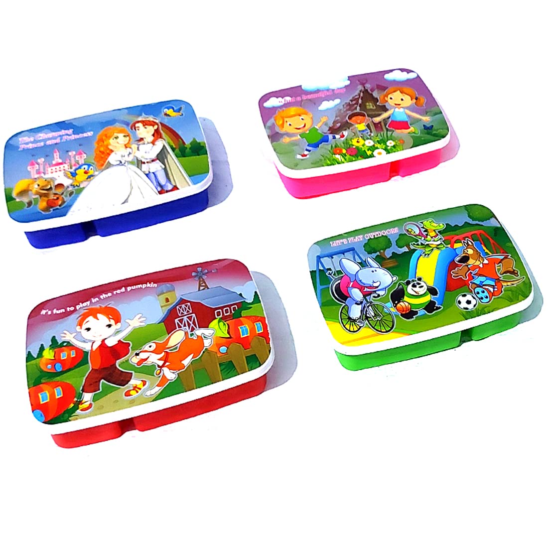 KIVYA Kids Plastic Birthday Party 2 Compartment Lunch Boxes with Fork and Spoon - Pack of 6, Multicolor (B09K8QNTWY) Amazon Price History, Amazon Price Tracker