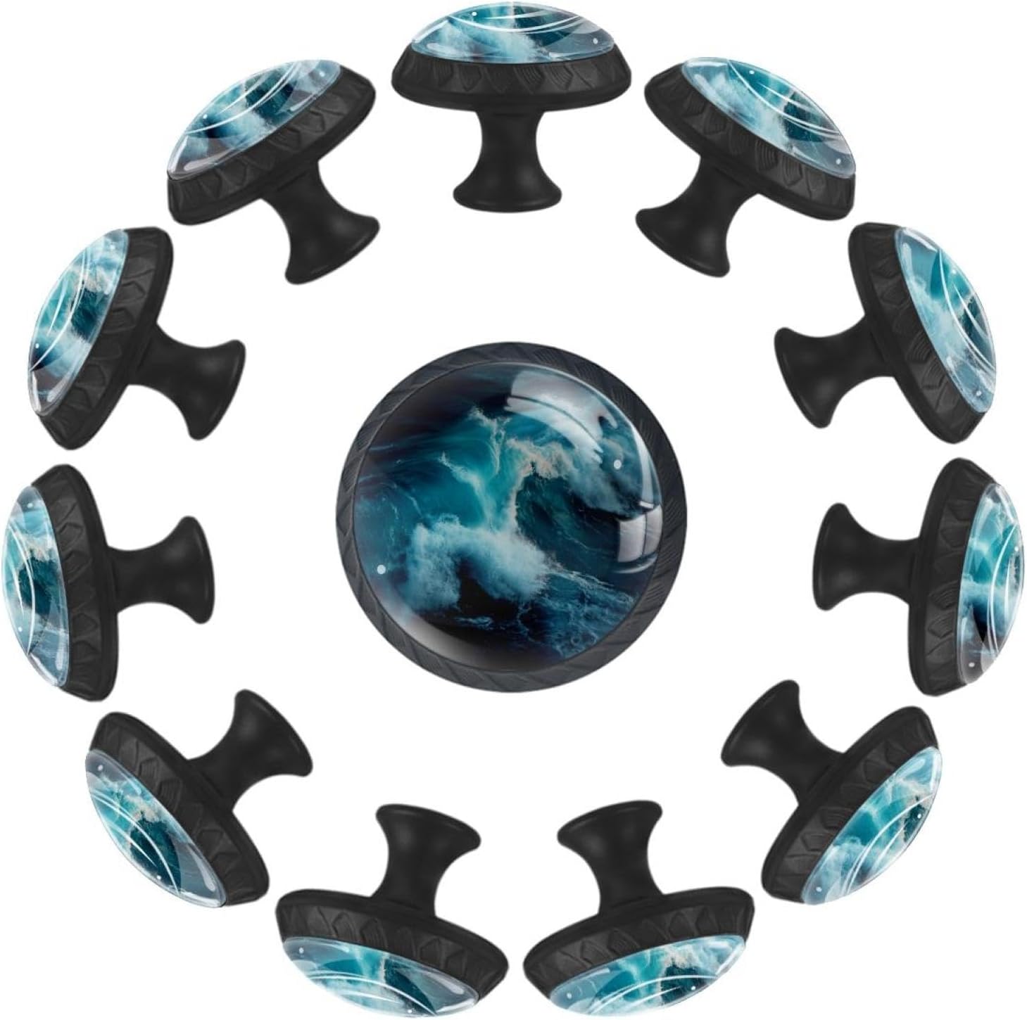 Black Base Sleeping Dog Cute (3) Printed Drawer Pulls, Durable Cabinet Knobs for Wooden Cabinets & Drawers