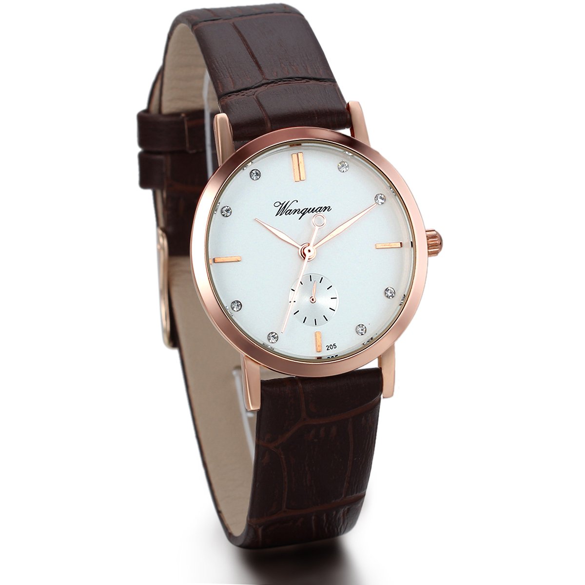 JewelryWe Fashion Womens Leather Watch Vogue Analog Quartz Wristwatch Mothers Day Gift Brown