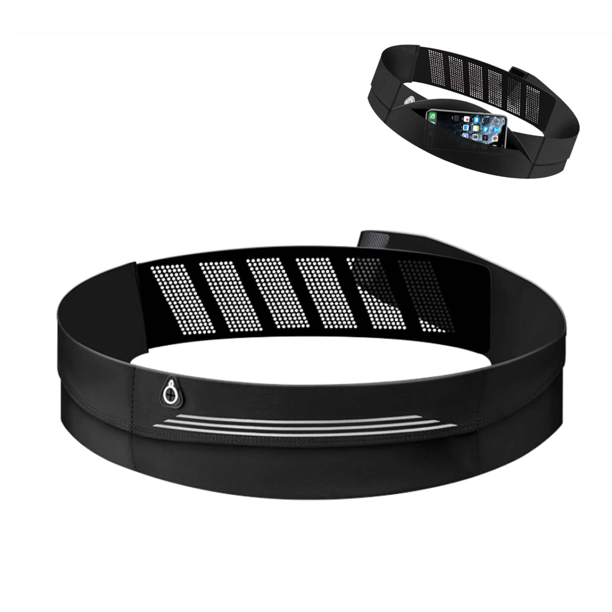 Marsupio Running Uomo Donna Cintura Porta Telefono Corsa Regolabile 60-110 cm Impermeabile con Tasche Design Riflettente