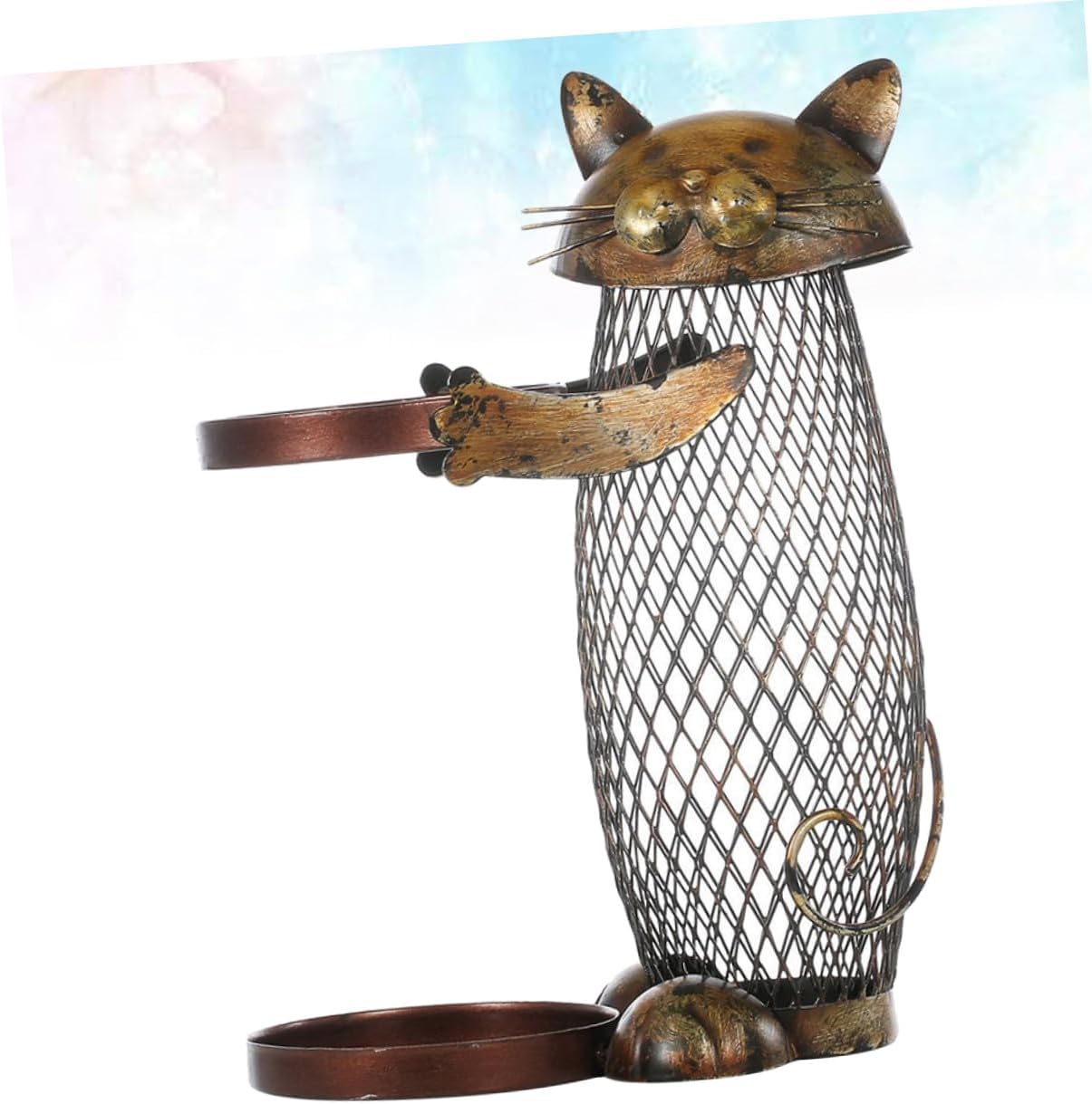 Cat-Shaped Iron Wine Bottle Rack Decorative Wine Display Stand Tabletop Organizer for Red Storage and Home Bar Décor