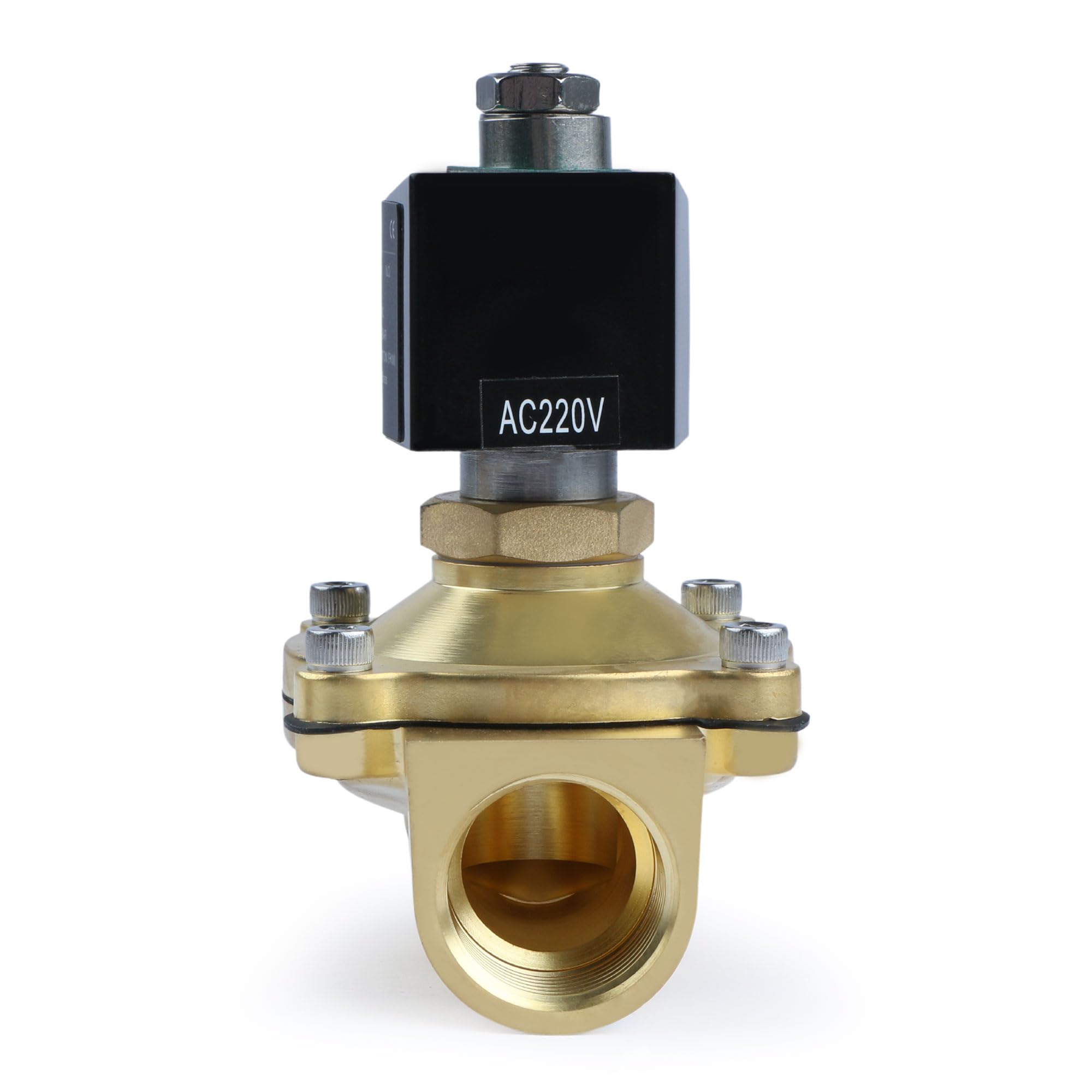 U.S. Solid Electroválvula latón G 1 pulgada 220 V CA normalmente abierta 10 bar, válvula eléctrica para agua, aire, diésel, queroseno, gasolina