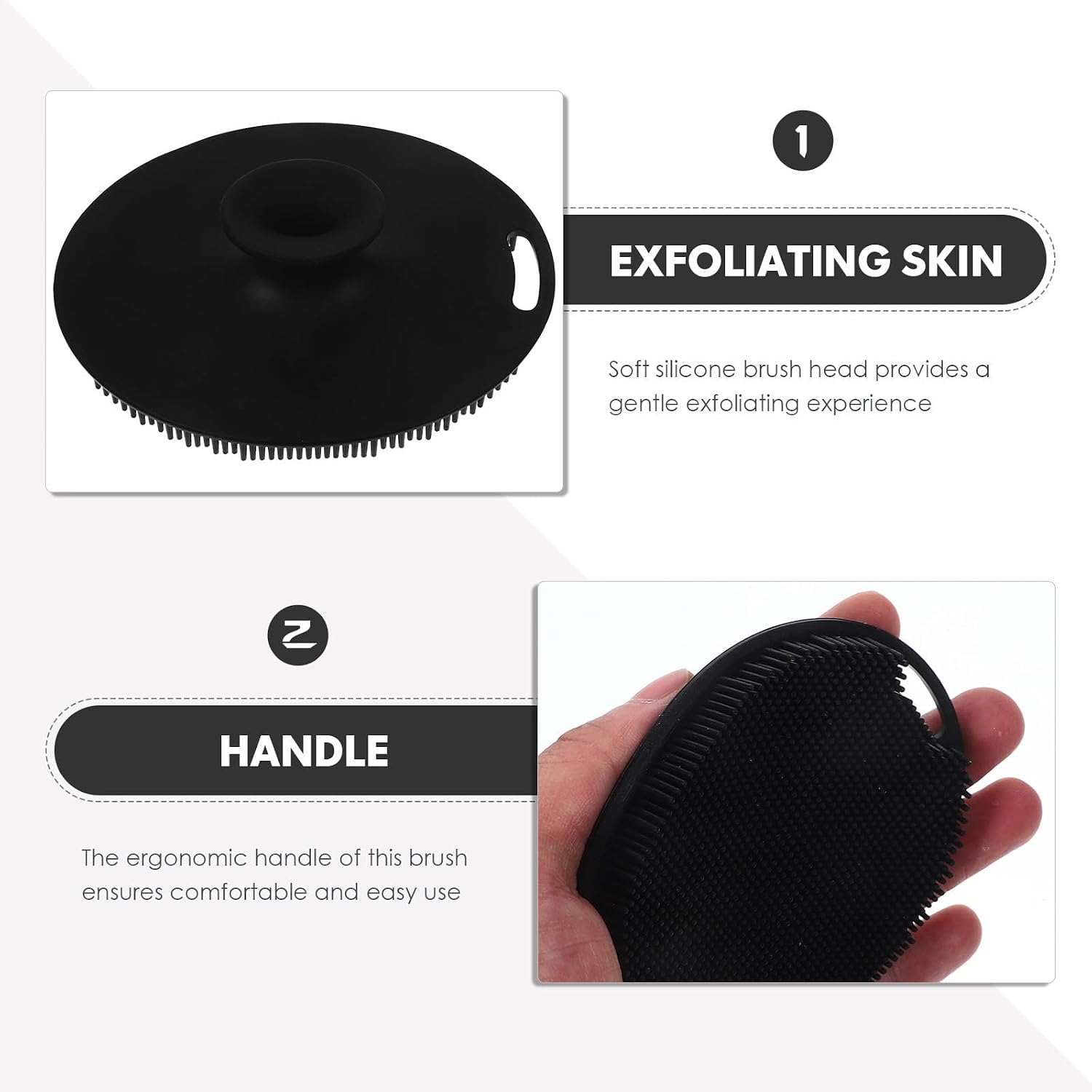 Silicone Facial Cleansing Brush Scrubber for Face Exfoliation Blackhead Removal, Manual Face Wash Brush Black, Soft Skin Care Tool for Daily Facial Cleaning