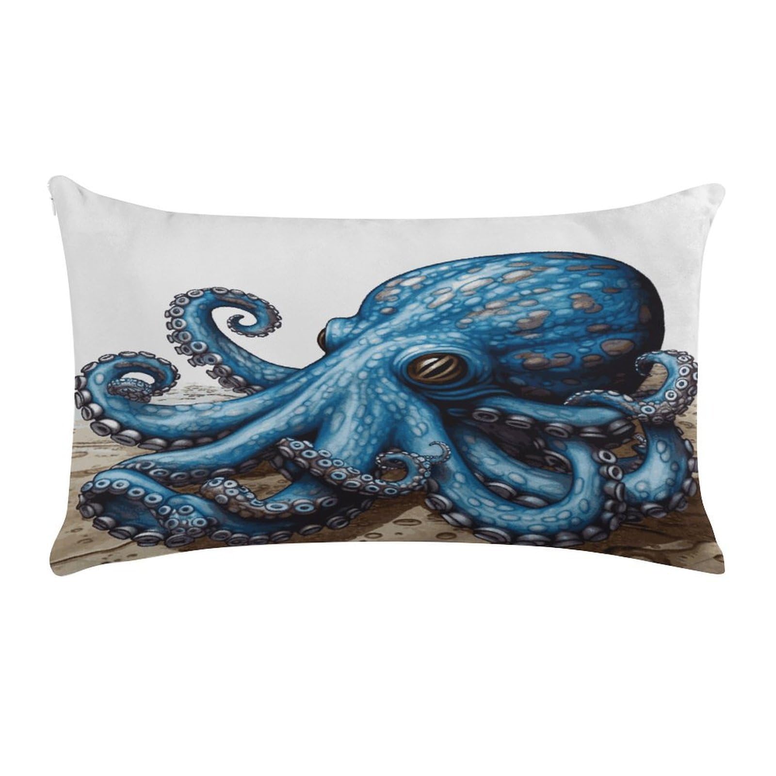 MUSM Blue Octopus Throw Pillow Cover Long Super Soft Pillowcase Luxury Plush Pillowcase Decorative Pillow Shams Anti-Fading Pillow Case Cushion Covers Cozy Pillow Protector